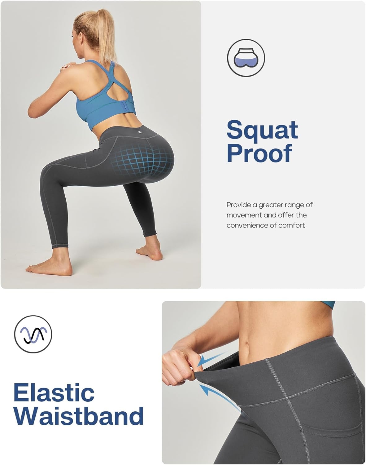 image:imageHeathyoga Leggings with Pockets for Women Tummy Control High Waisted Yoga Pants Women Compression Workout LeggingsGray