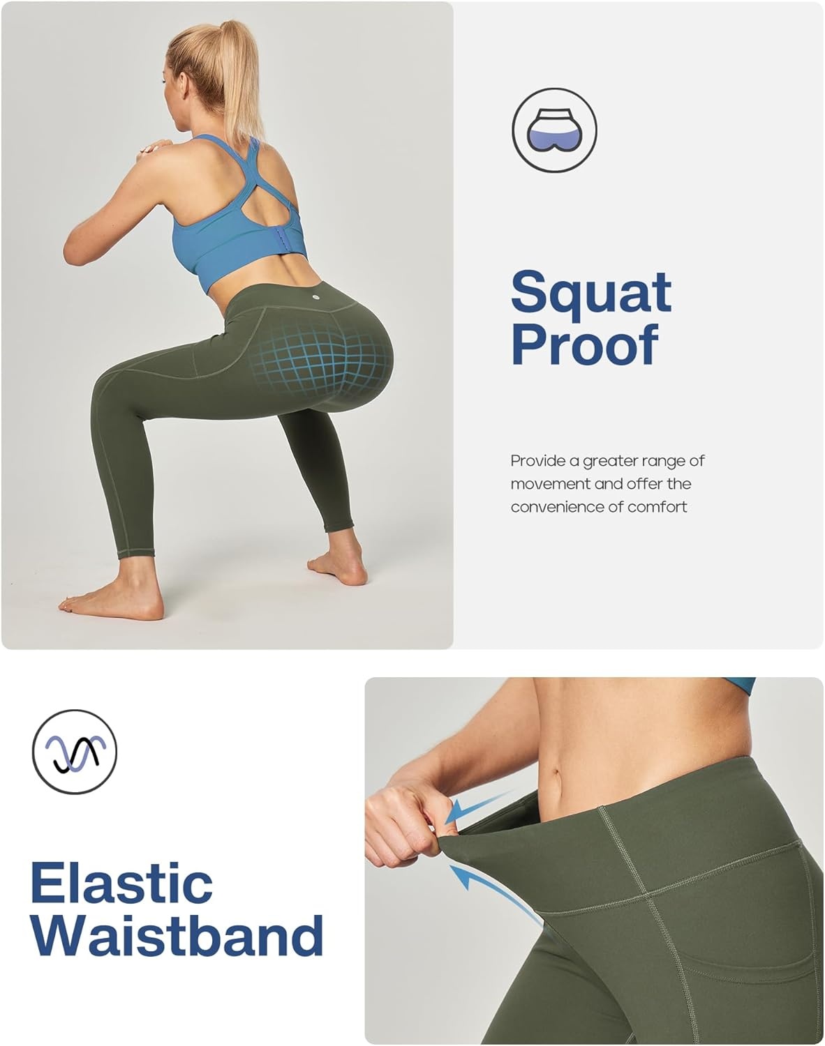 image:imageHeathyoga Leggings with Pockets for Women Tummy Control High Waisted Yoga Pants Women Compression Workout LeggingsOlive Green