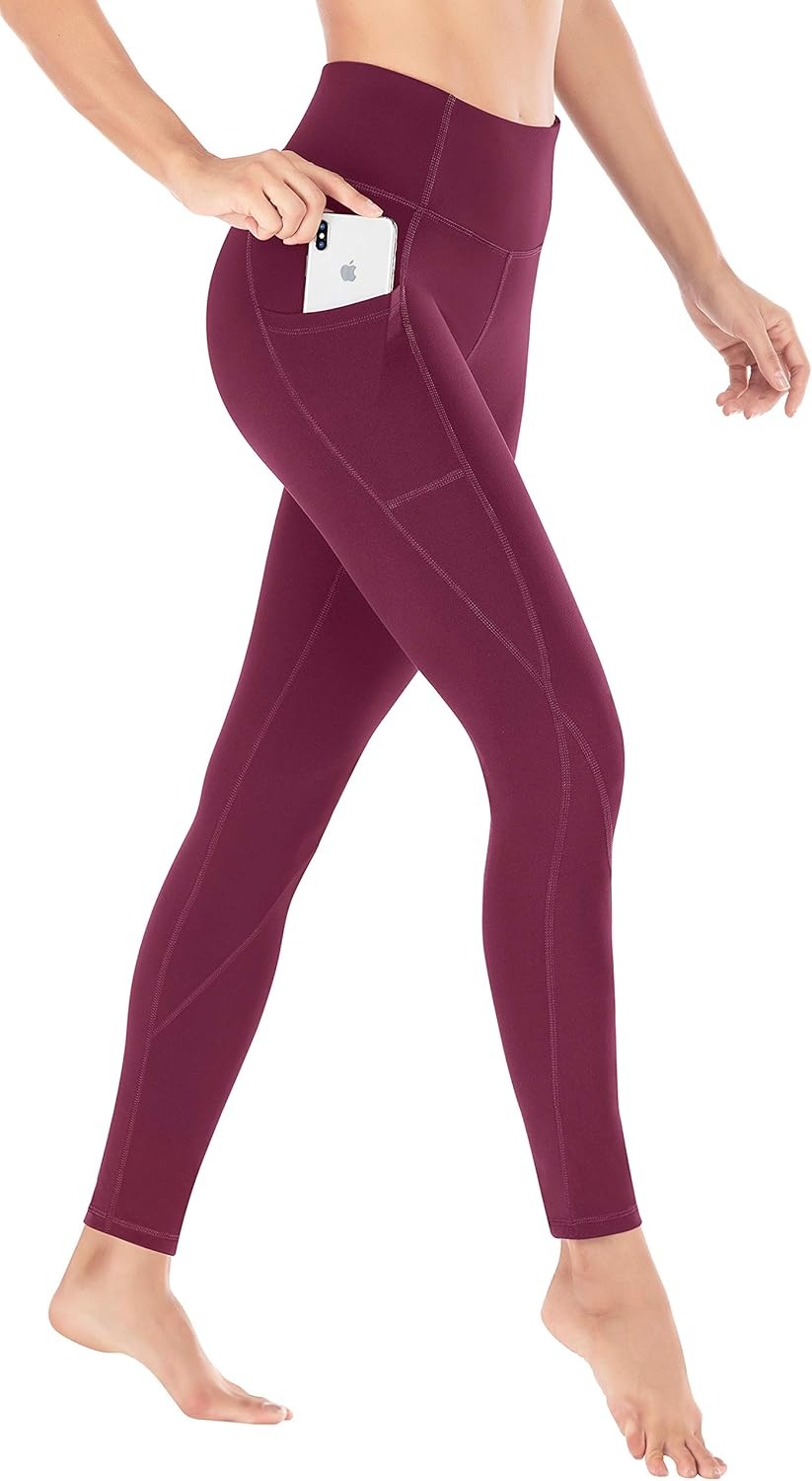image:imageHeathyoga Leggings with Pockets for Women Tummy Control High Waisted Yoga Pants Women Compression Workout LeggingsWine
