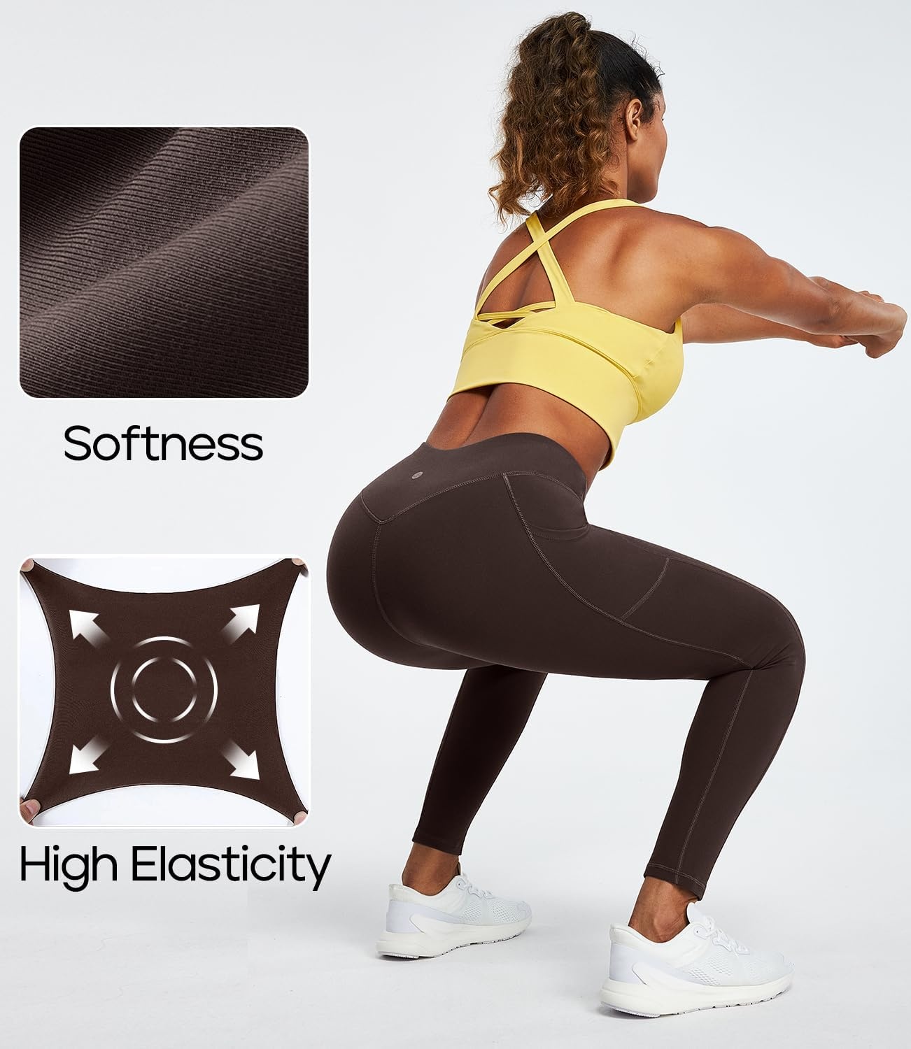 image:imageHeathyoga Leggings with Pockets for Women Tummy Control High Waisted Yoga Pants with Pockets for Women Compression LeggingsEspresso