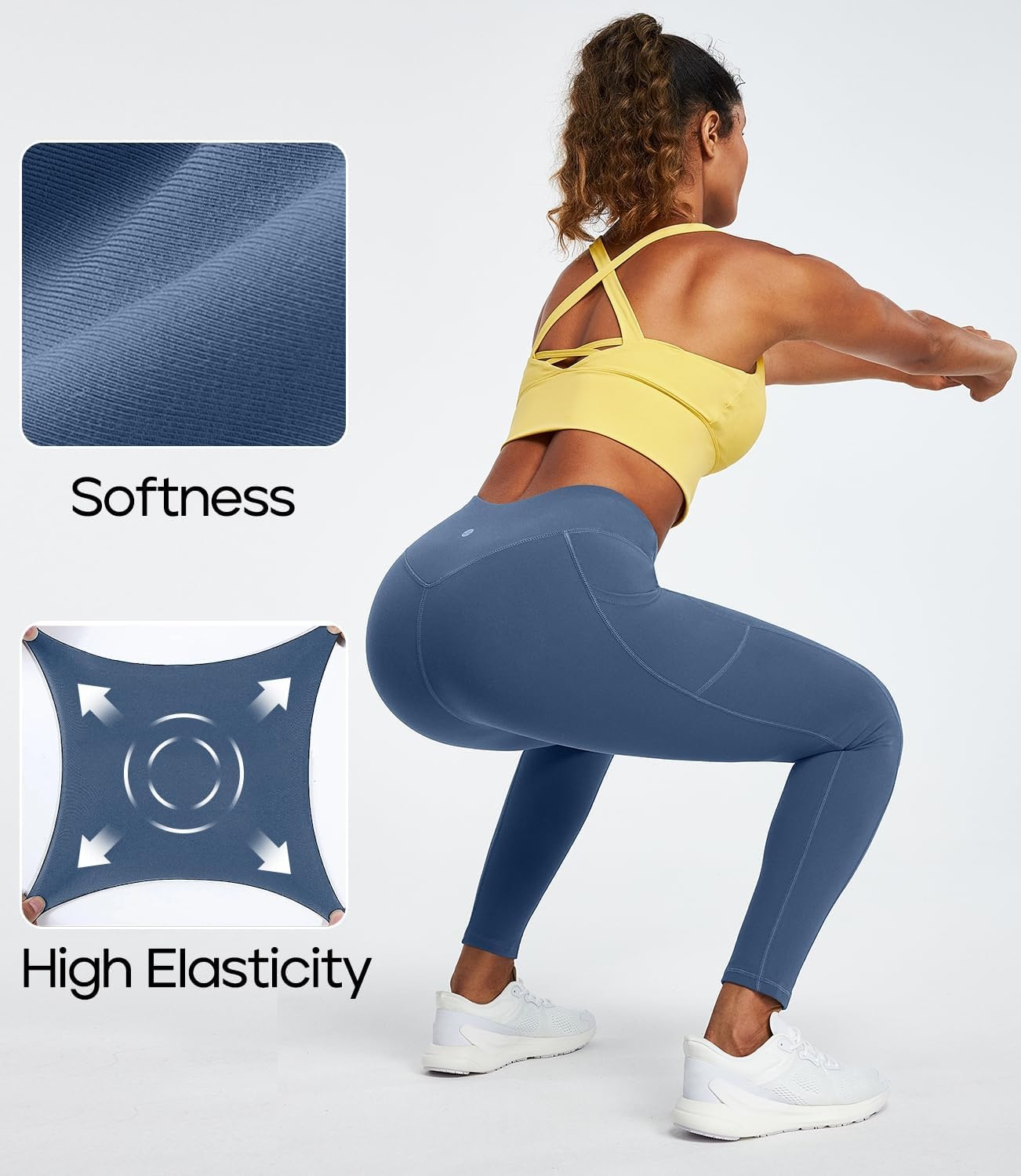 image:imageHeathyoga Leggings with Pockets for Women Tummy Control High Waisted Yoga Pants with Pockets for Women Compression LeggingsFog Blue