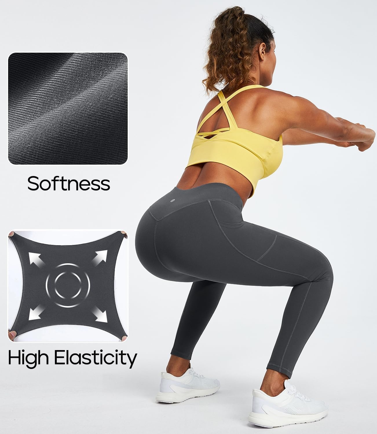 image:imageHeathyoga Leggings with Pockets for Women Tummy Control High Waisted Yoga Pants with Pockets for Women Compression LeggingsGrey