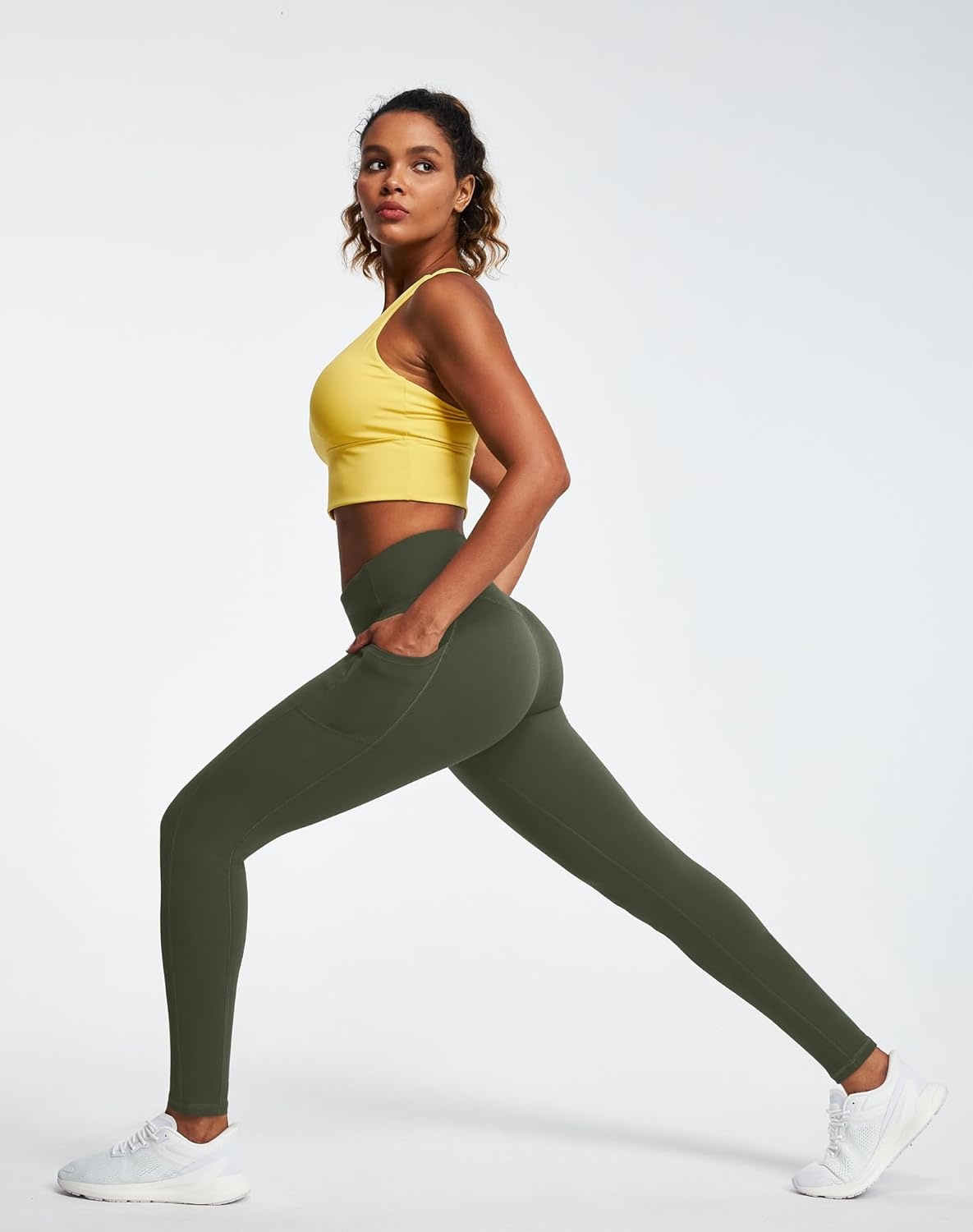 image:imageHeathyoga Leggings with Pockets for Women Tummy Control High Waisted Yoga Pants with Pockets for Women Compression LeggingsOlive Green