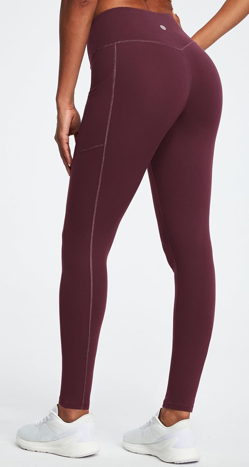 image:imageHeathyoga Leggings with Pockets for Women Tummy Control High Waisted Yoga Pants with Pockets for Women Compression LeggingsWine