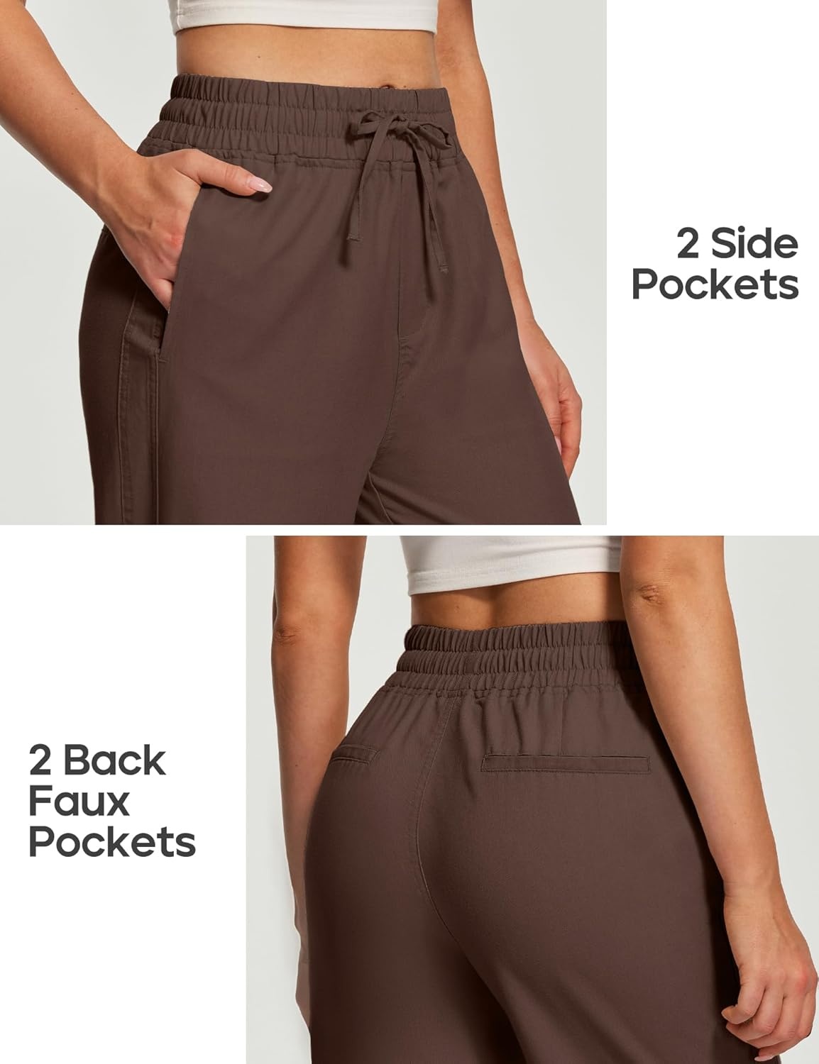 image:imageHeathyoga Linen Pants Women Summer Cotton Beach Pants for Women Casual Wide Leg Palazzo Pants Drawstring Vacation OutfitsBrown