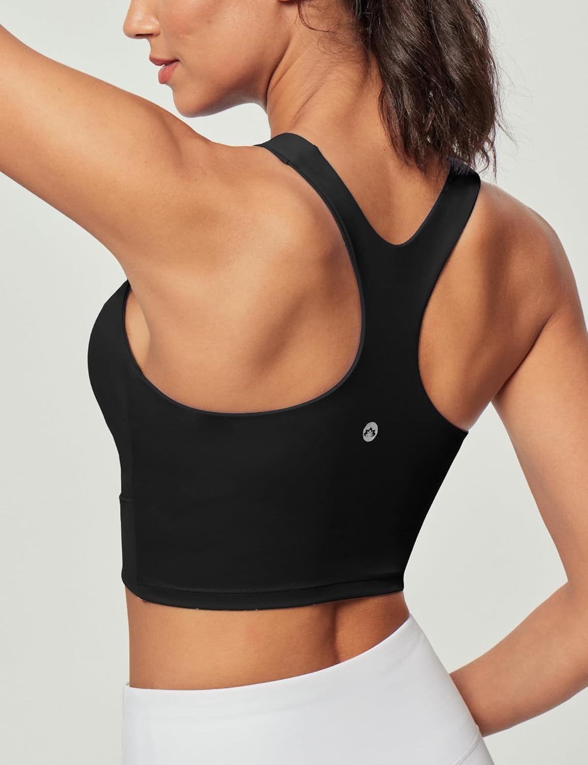 image:imageHeathyoga Longline Sports Bras for Women High Neck Tank Tops with Built in Bras Workout Tops for Women Racerback Yoga BraBlack