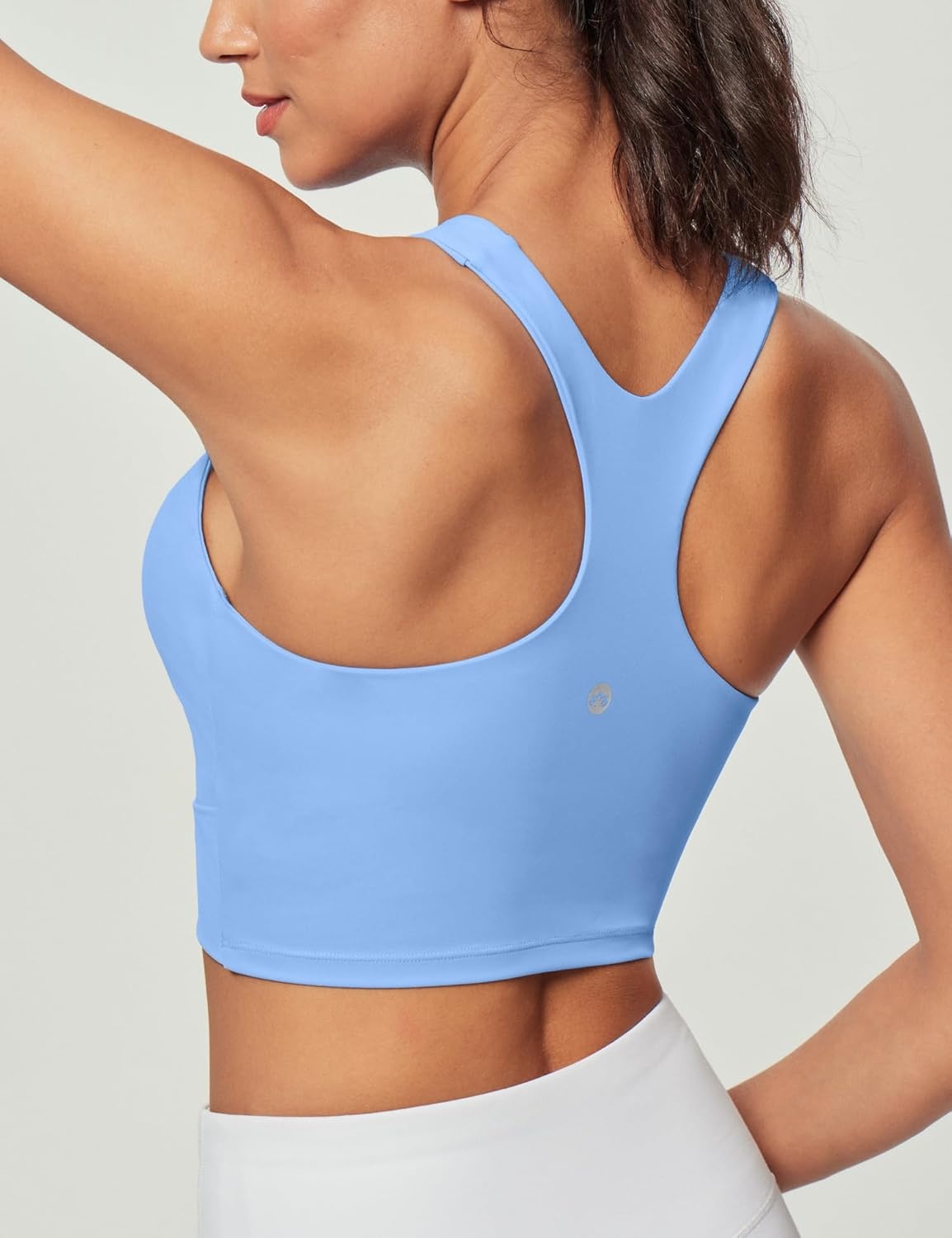 image:imageHeathyoga Longline Sports Bras for Women High Neck Tank Tops with Built in Bras Workout Tops for Women Racerback Yoga BraLight Blue
