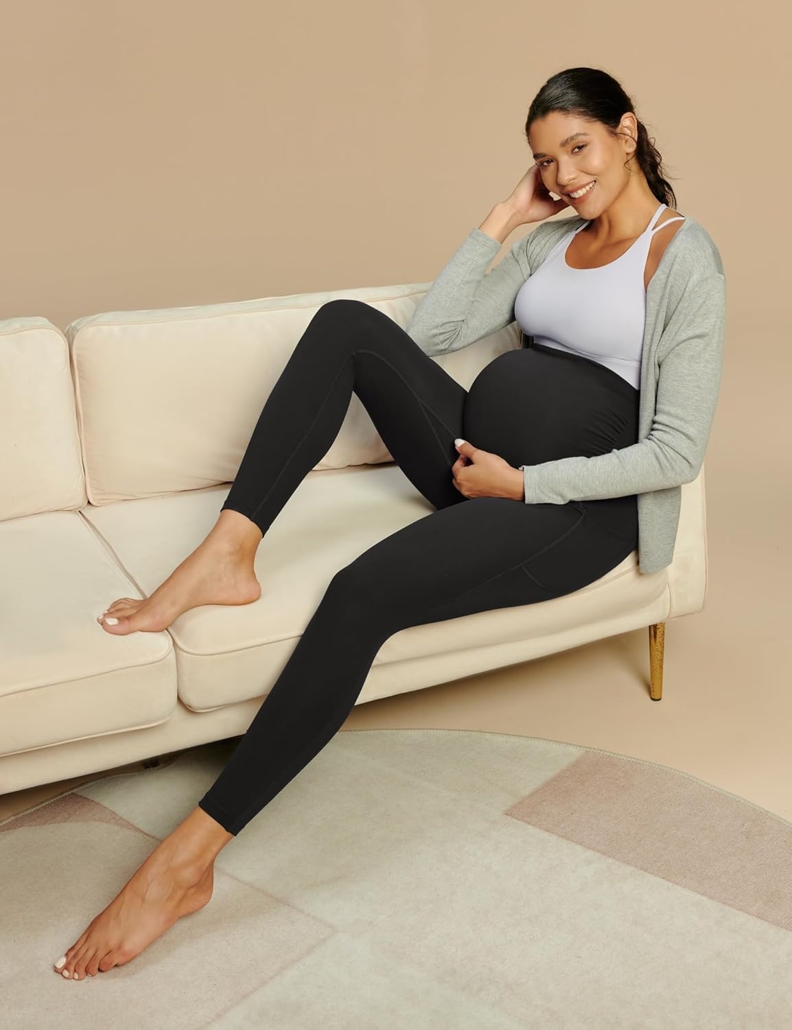 image:imageHeathyoga Maternity Leggings with Pockets Pregnancy Leggings for Women Maternity Workout Leggings Maternity Yoga PantsBlack