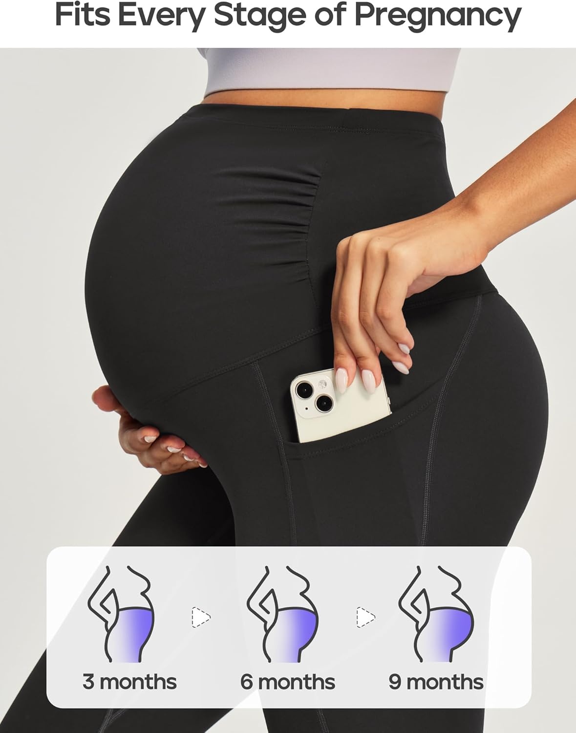 image:imageHeathyoga Maternity Leggings with Pockets Pregnancy Leggings for Women Maternity Workout Leggings Maternity Yoga PantsBlack