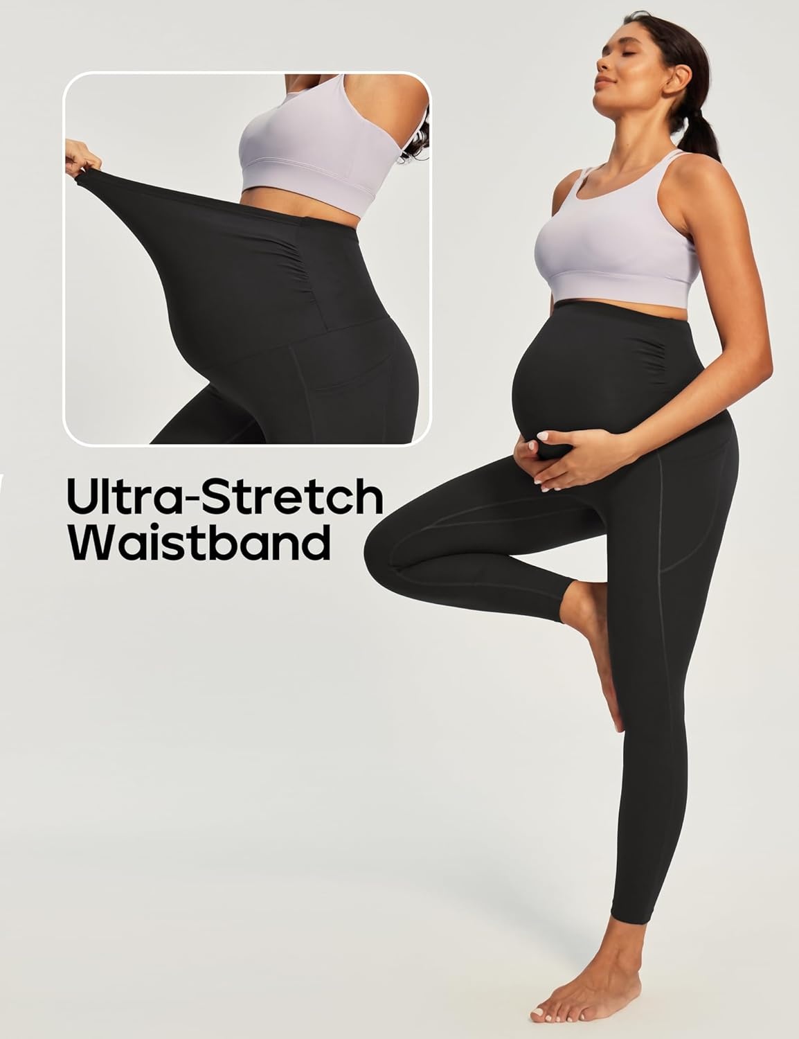 image:imageHeathyoga Maternity Leggings with Pockets Pregnancy Leggings for Women Maternity Workout Leggings Maternity Yoga PantsBlack