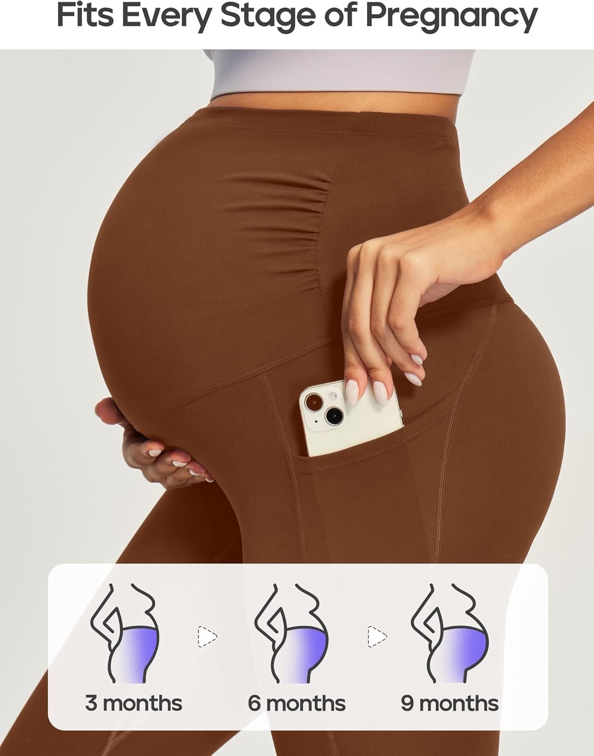 image:imageHeathyoga Maternity Leggings with Pockets Pregnancy Leggings for Women Maternity Workout Leggings Maternity Yoga PantsBrown