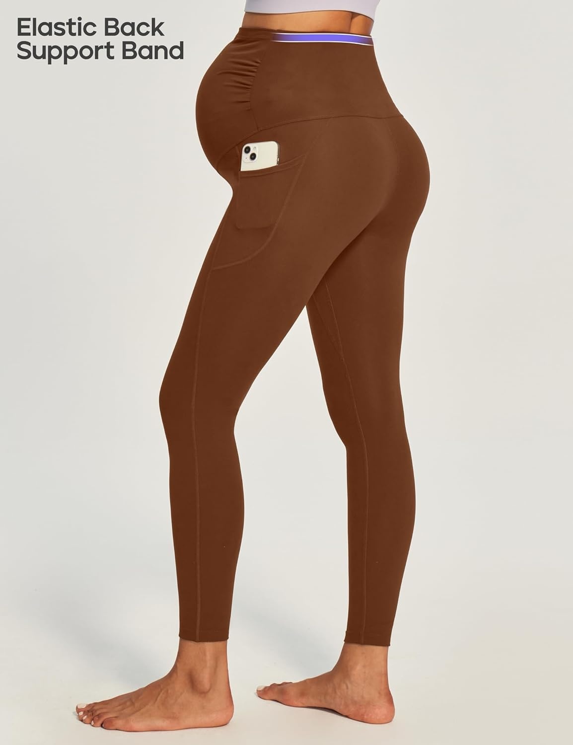 image:imageHeathyoga Maternity Leggings with Pockets Pregnancy Leggings for Women Maternity Workout Leggings Maternity Yoga PantsBrown