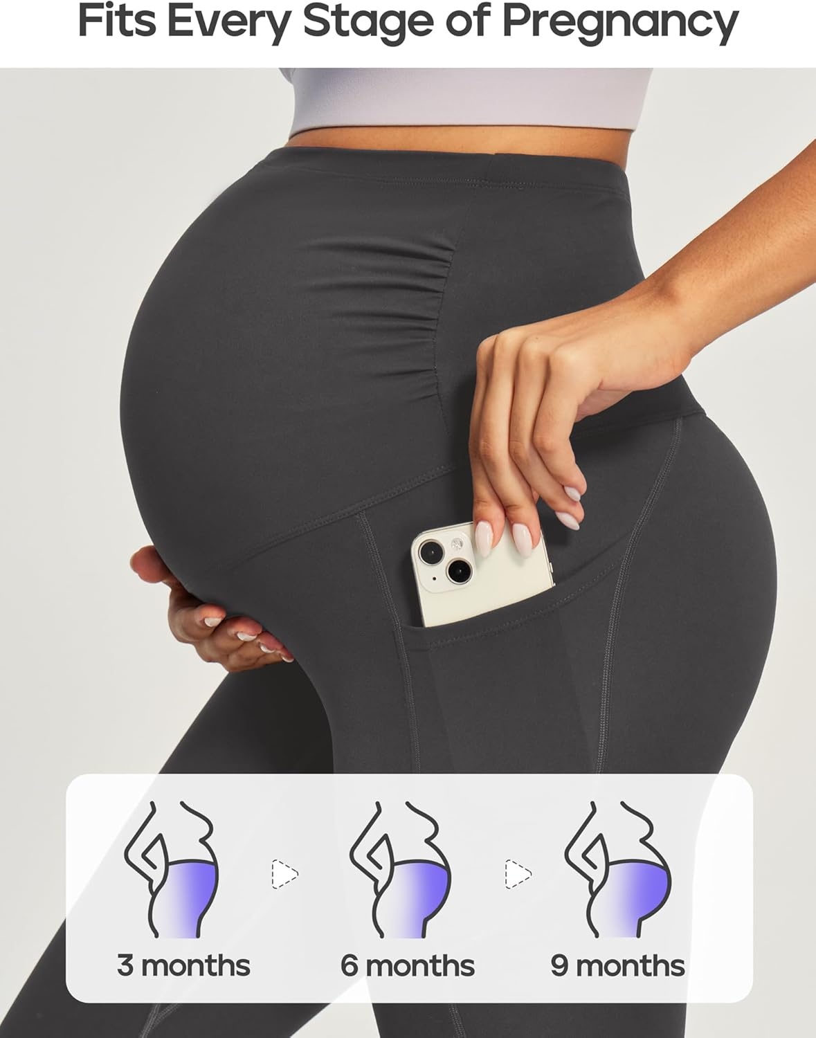 image:imageHeathyoga Maternity Leggings with Pockets Pregnancy Leggings for Women Maternity Workout Leggings Maternity Yoga PantsGray