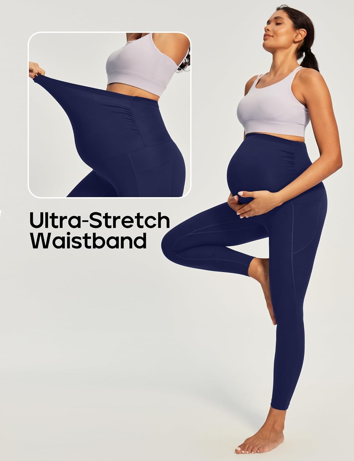 image:imageHeathyoga Maternity Leggings with Pockets Pregnancy Leggings for Women Maternity Workout Leggings Maternity Yoga PantsNavy Blue