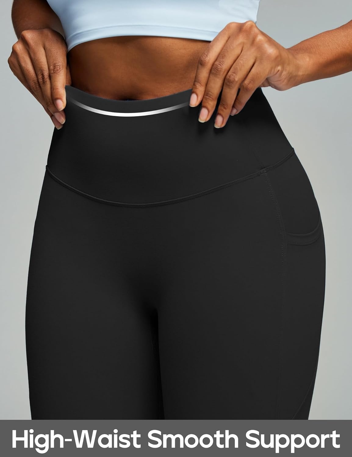 image:imageHeathyoga Mini Flare Leggings for Women Scrunch Butt Lifting Leggings with Pockets for Women No Front Seam Flared Yoga PantsBlack