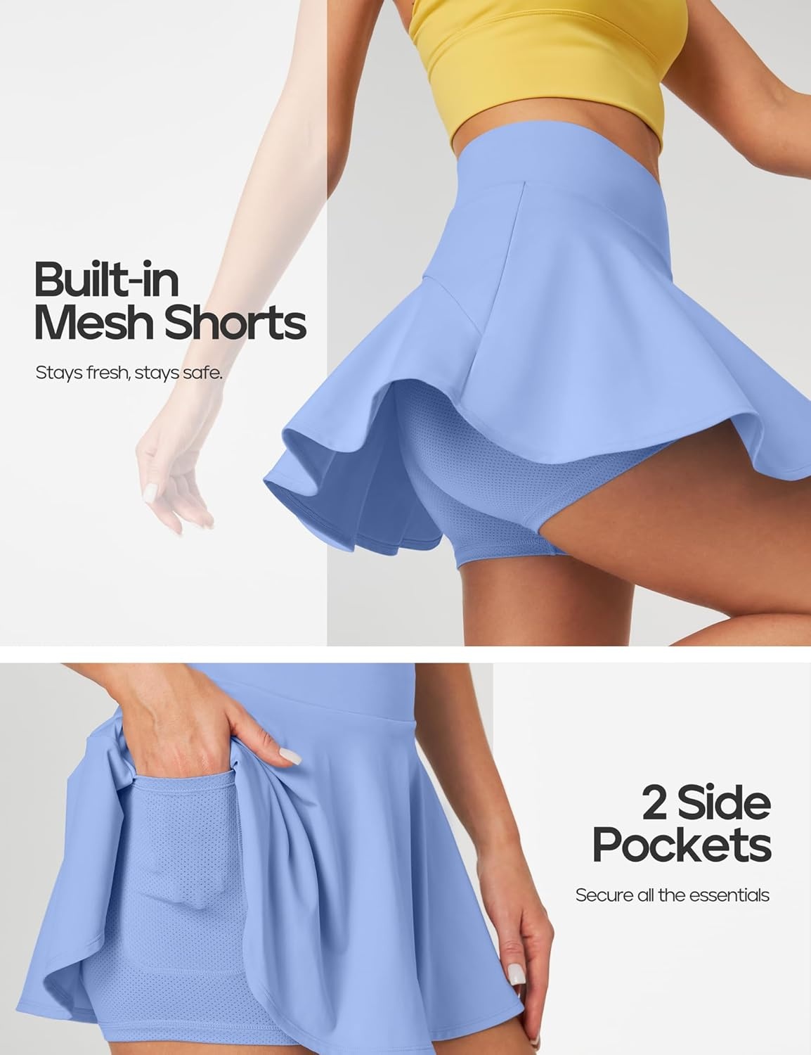 image:imageHeathyoga Pleated Tennis Skirt for Women with Pockets Shorts High Waist Athletic Golf Skirts Skorts for Woman Skater