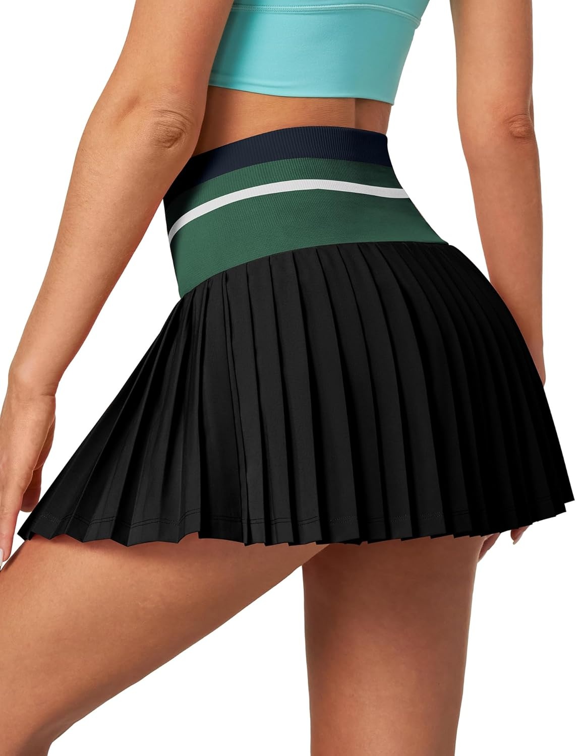 image:imageHeathyoga Pleated Tennis Skirt with Pockets for Women Tennis Skort for Woman High Waisted Golf Skirts Athletic SkirtBlack Green