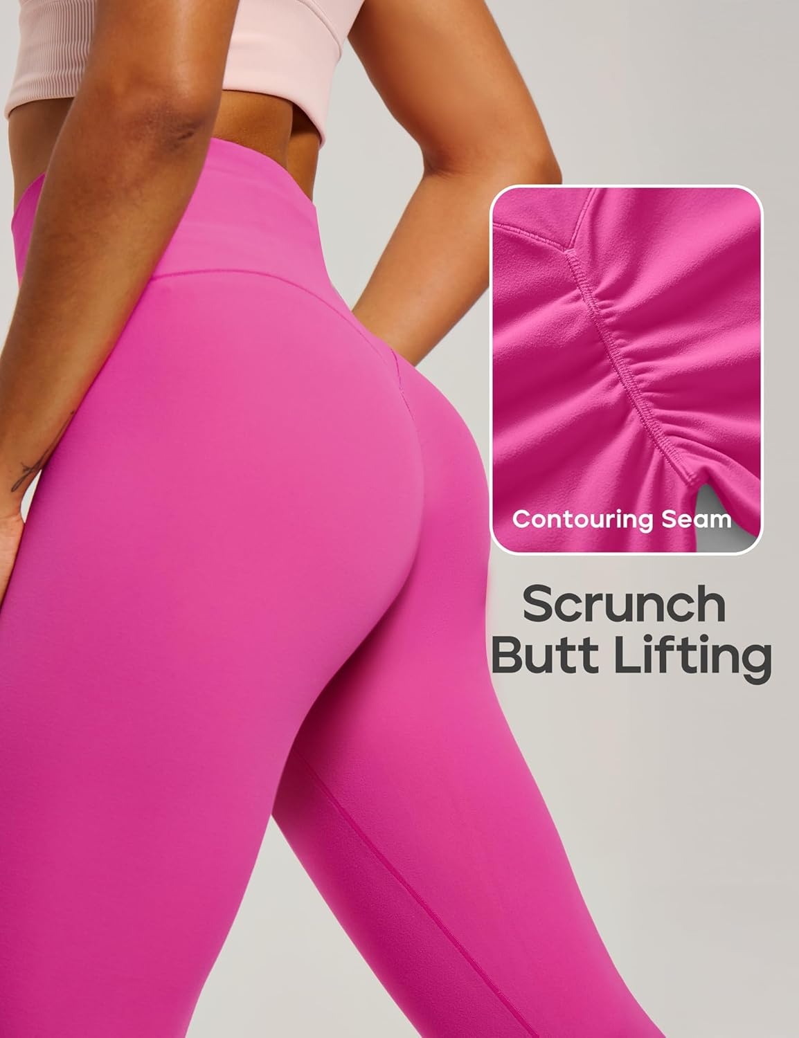 image:imageHeathyoga Scrunch Butt Lifting Leggings for Women Tummy Control No Front Seam Compression Leggings for Women Yoga Pants WomenHot Pink
