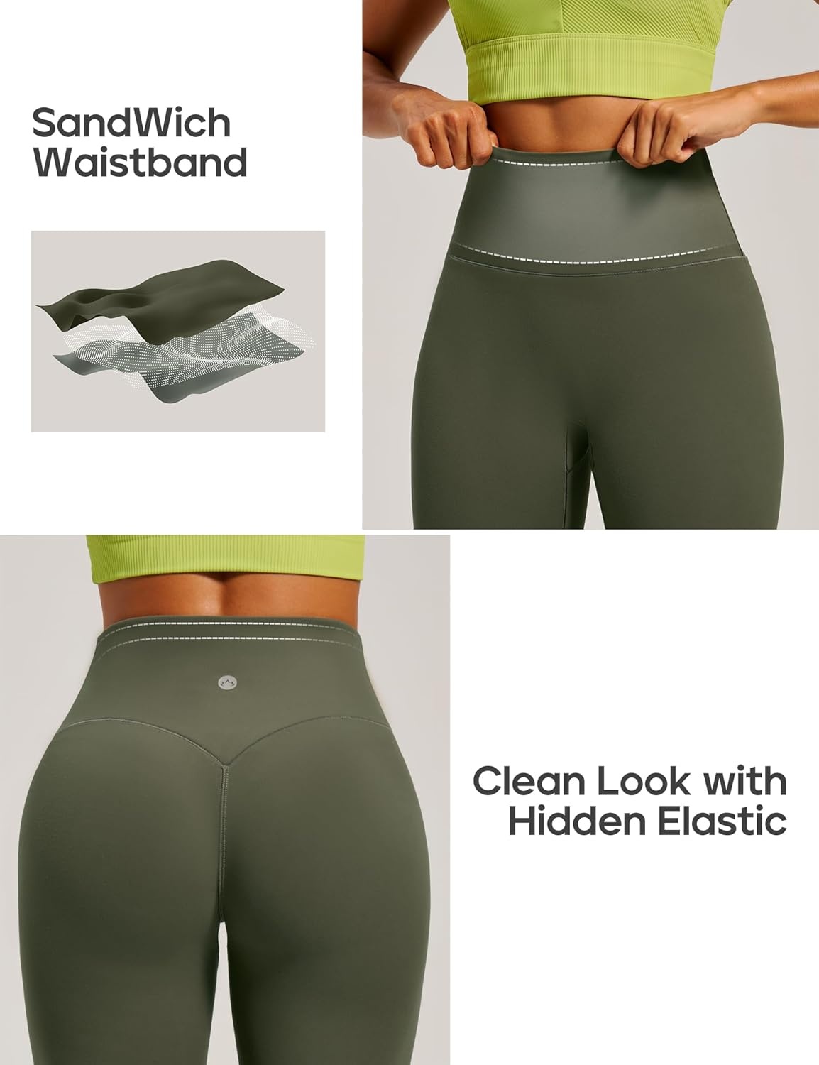 image:imageHeathyoga Scrunch Butt Lifting Leggings for Women Tummy Control No Front Seam Compression Leggings for Women Yoga Pants WomenOlive Green
