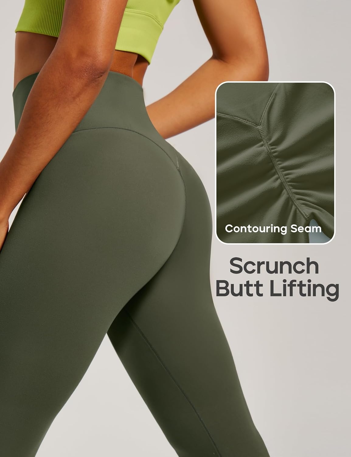 image:imageHeathyoga Scrunch Butt Lifting Leggings for Women Tummy Control No Front Seam Compression Leggings for Women Yoga Pants WomenOlive Green
