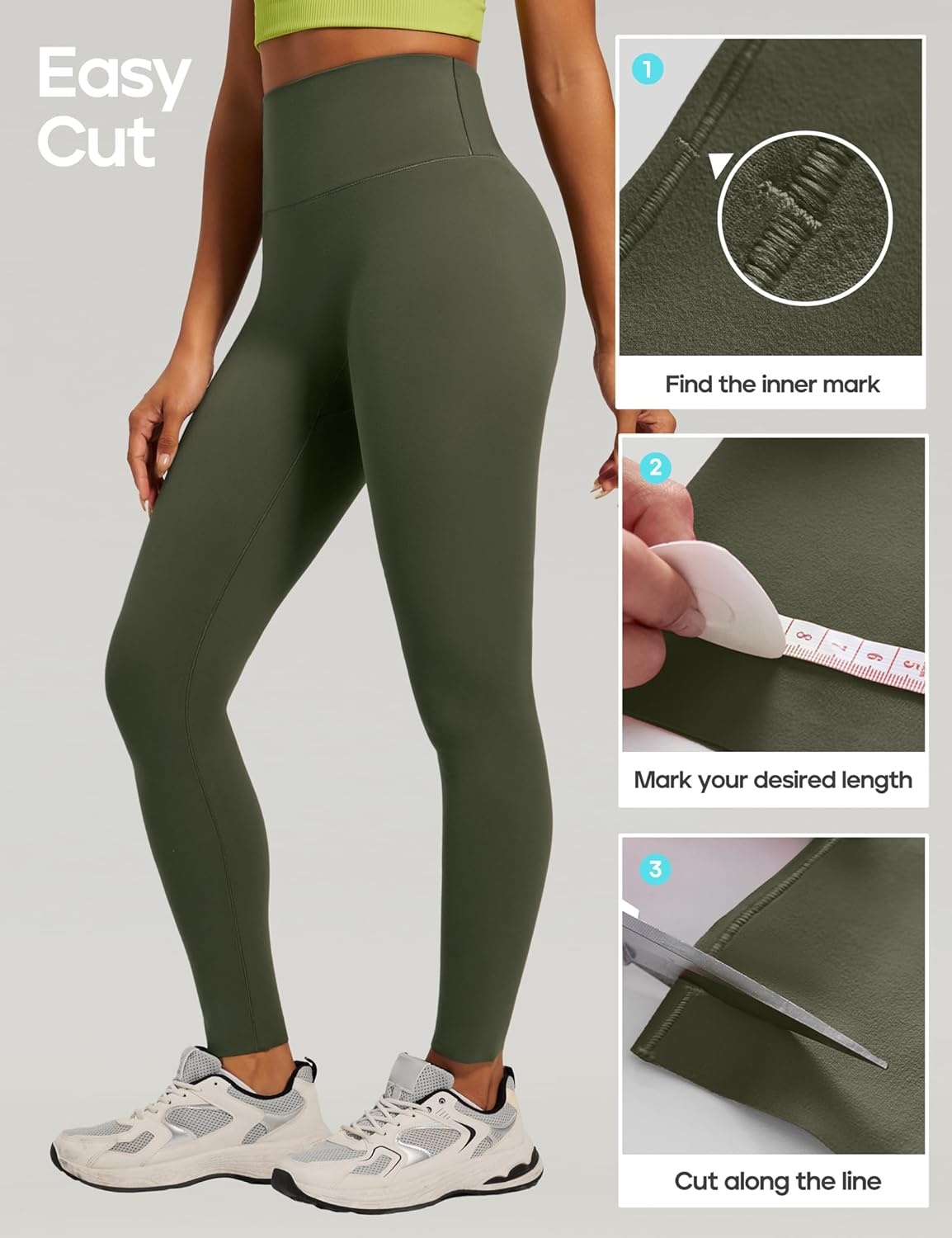 image:imageHeathyoga Scrunch Butt Lifting Leggings for Women Tummy Control No Front Seam Compression Leggings for Women Yoga Pants WomenOlive Green