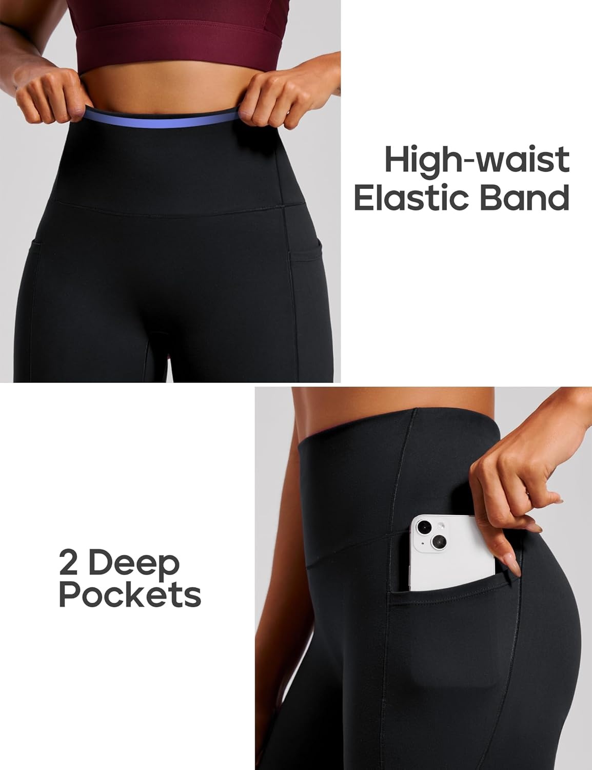 image:imageHeathyoga Scrunch Butt Lifting Leggings with Pockets for Women Tummy Control Compression Leggings No Front Seam Yoga PantsBlack