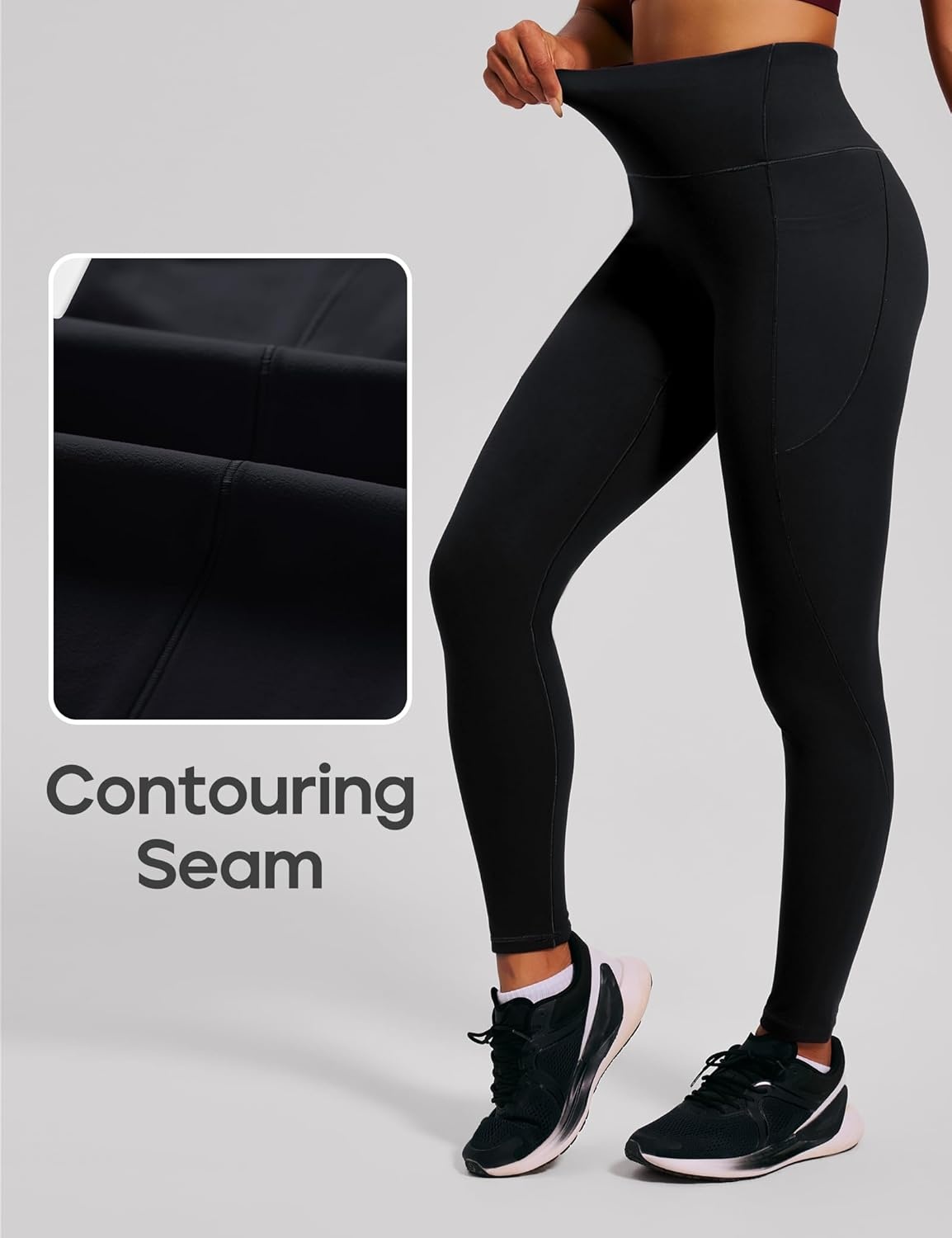 image:imageHeathyoga Scrunch Butt Lifting Leggings with Pockets for Women Tummy Control Compression Leggings No Front Seam Yoga PantsBlack