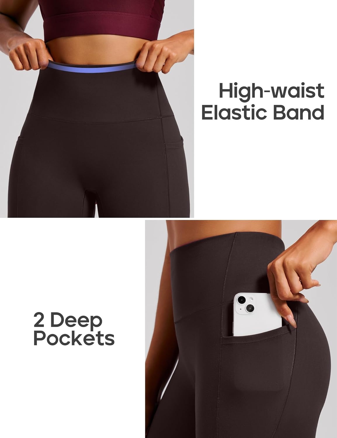 image:imageHeathyoga Scrunch Butt Lifting Leggings with Pockets for Women Tummy Control Compression Leggings No Front Seam Yoga PantsEspresso