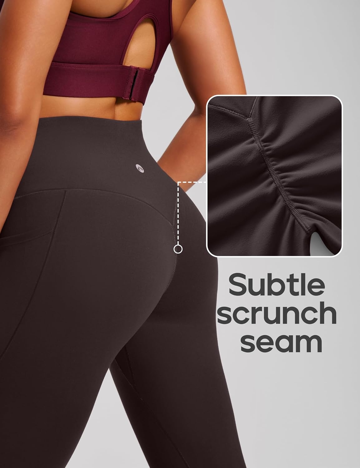 image:imageHeathyoga Scrunch Butt Lifting Leggings with Pockets for Women Tummy Control Compression Leggings No Front Seam Yoga PantsEspresso