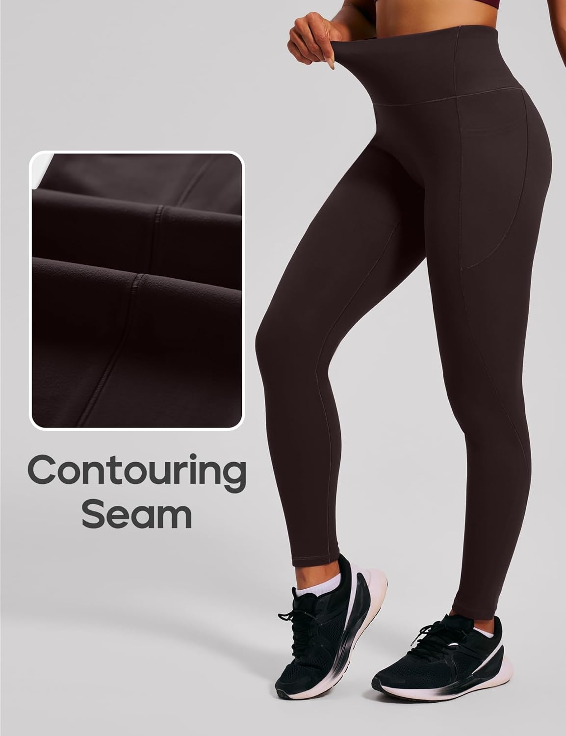 image:imageHeathyoga Scrunch Butt Lifting Leggings with Pockets for Women Tummy Control Compression Leggings No Front Seam Yoga PantsEspresso