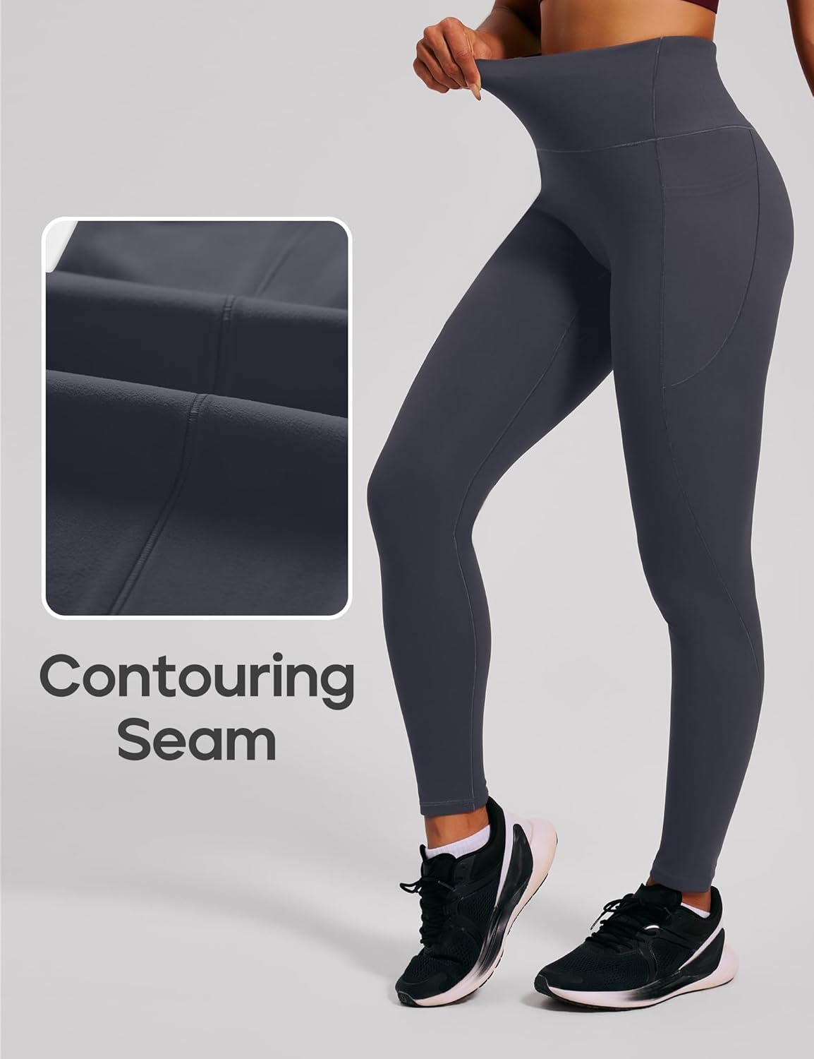 image:imageHeathyoga Scrunch Butt Lifting Leggings with Pockets for Women Tummy Control Compression Leggings No Front Seam Yoga PantsGrey