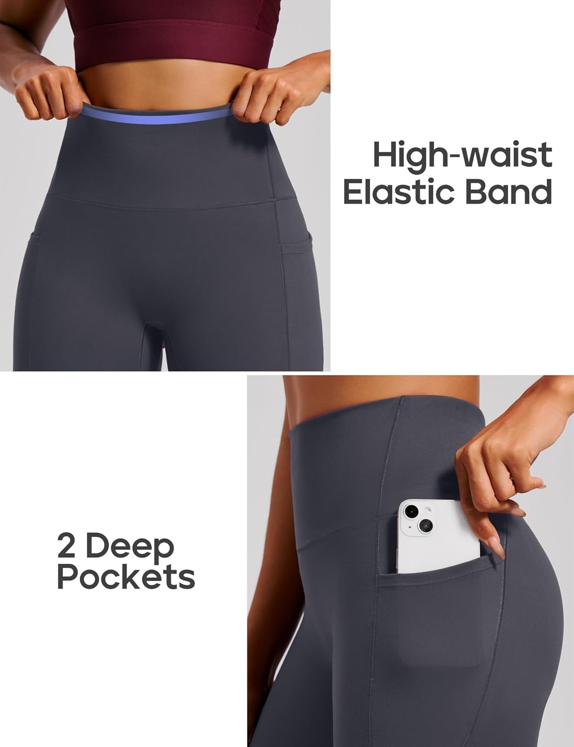 image:imageHeathyoga Scrunch Butt Lifting Leggings with Pockets for Women Tummy Control Compression Leggings No Front Seam Yoga PantsGrey