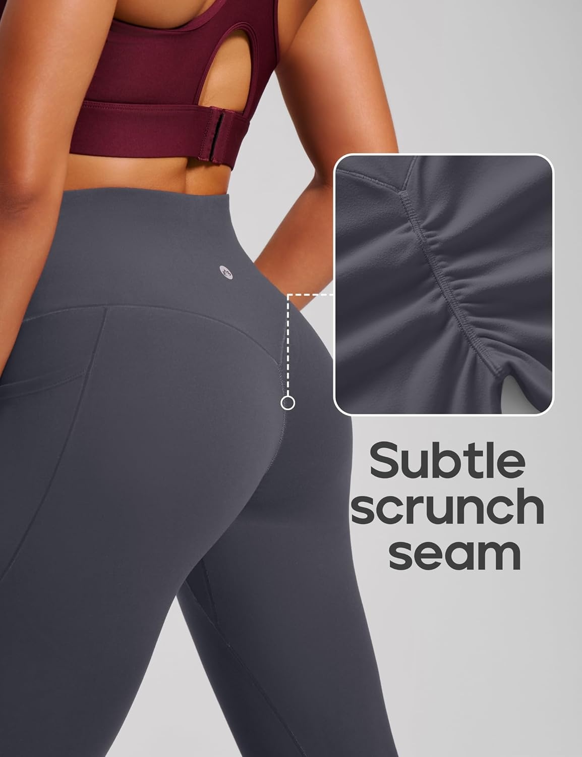 image:imageHeathyoga Scrunch Butt Lifting Leggings with Pockets for Women Tummy Control Compression Leggings No Front Seam Yoga PantsGrey