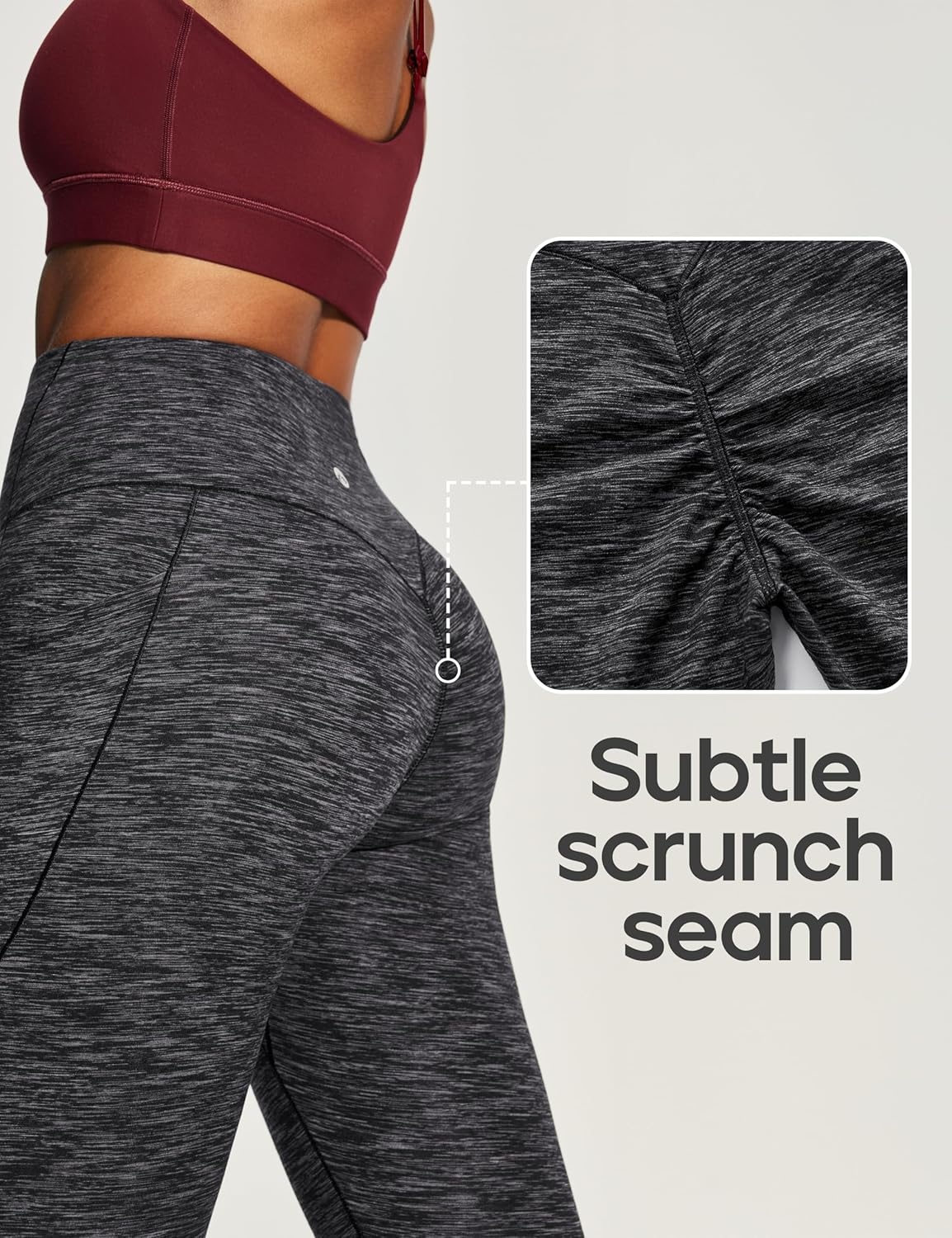 image:imageHeathyoga Scrunch Butt Lifting Leggings with Pockets for Women Tummy Control Compression Leggings No Front Seam Yoga PantsInk