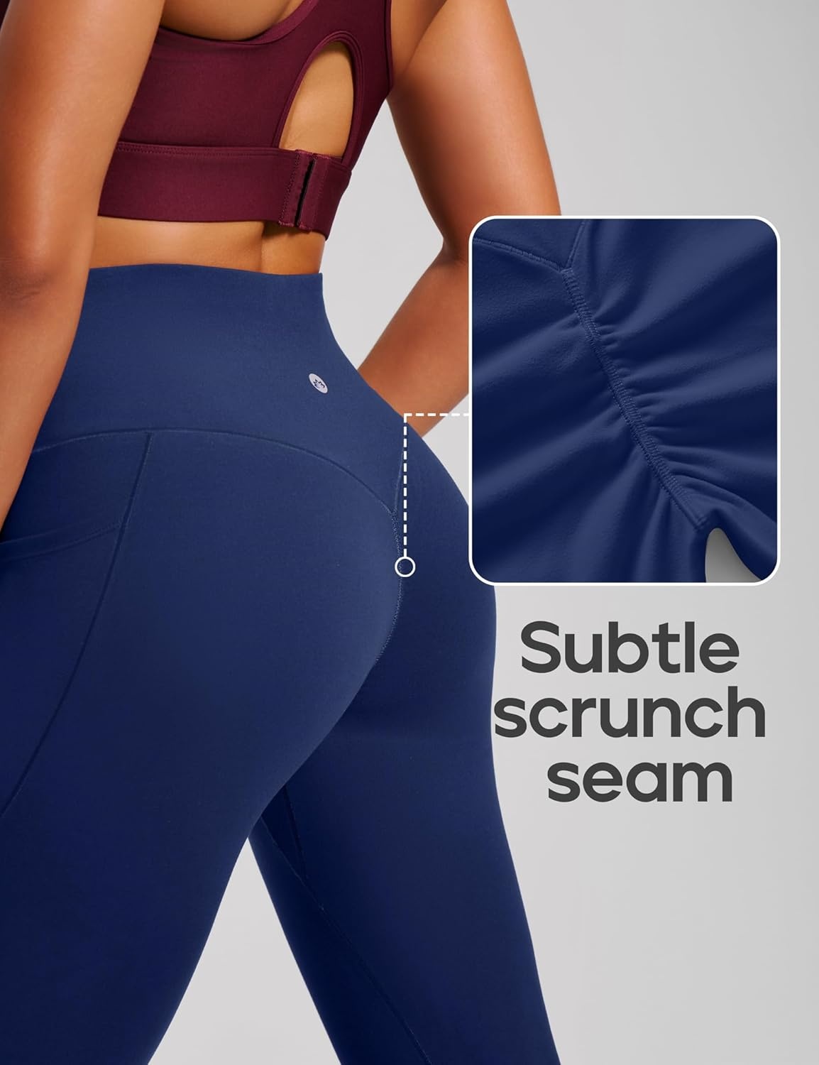 image:imageHeathyoga Scrunch Butt Lifting Leggings with Pockets for Women Tummy Control Compression Leggings No Front Seam Yoga PantsNavy Blue
