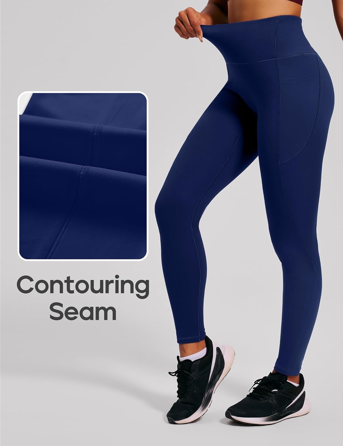image:imageHeathyoga Scrunch Butt Lifting Leggings with Pockets for Women Tummy Control Compression Leggings No Front Seam Yoga PantsNavy Blue