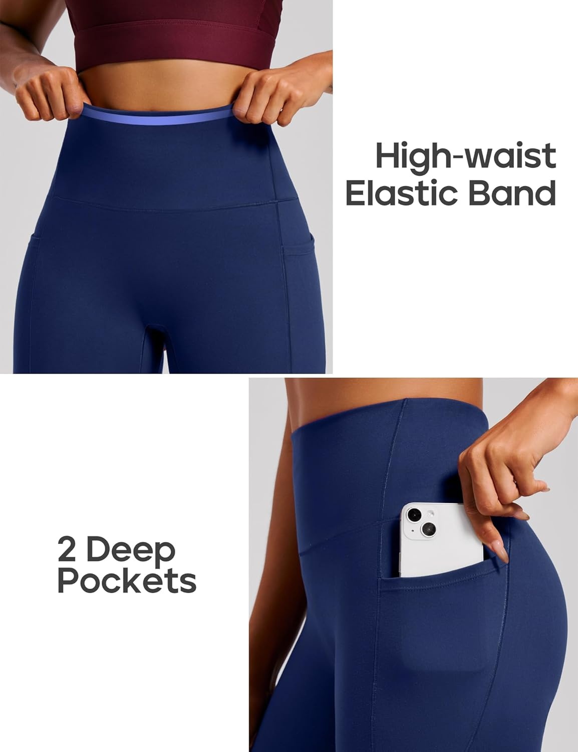 image:imageHeathyoga Scrunch Butt Lifting Leggings with Pockets for Women Tummy Control Compression Leggings No Front Seam Yoga PantsNavy Blue
