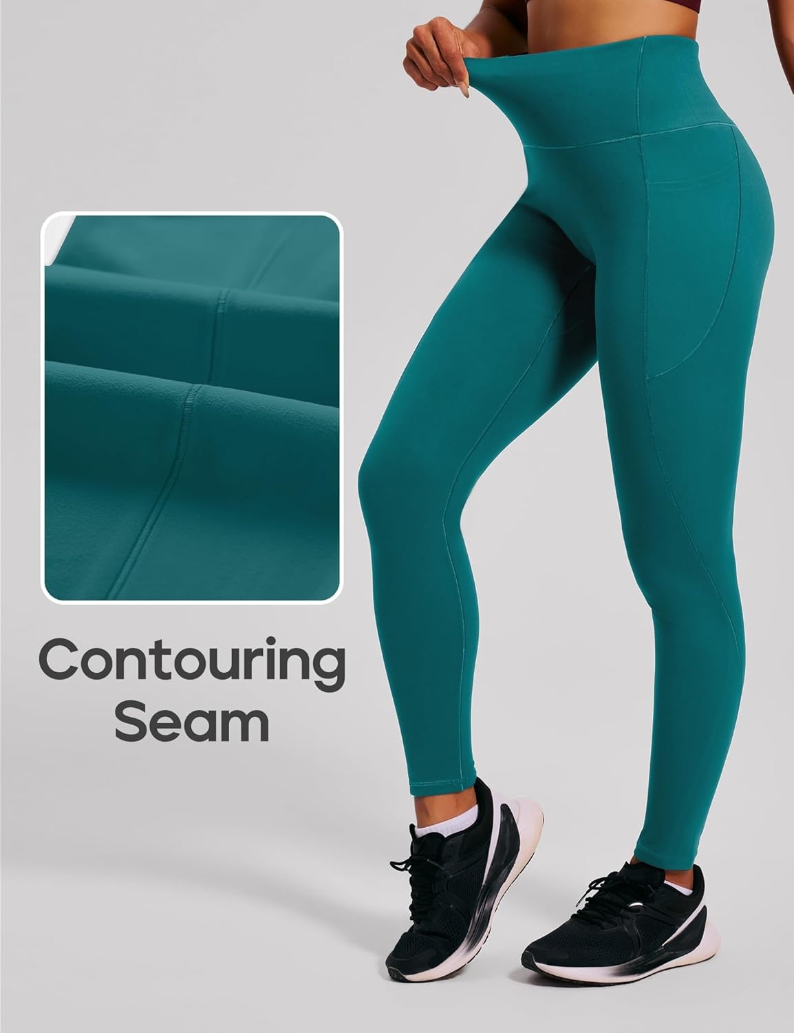 image:imageHeathyoga Scrunch Butt Lifting Leggings with Pockets for Women Tummy Control Compression Leggings No Front Seam Yoga PantsOcean Green