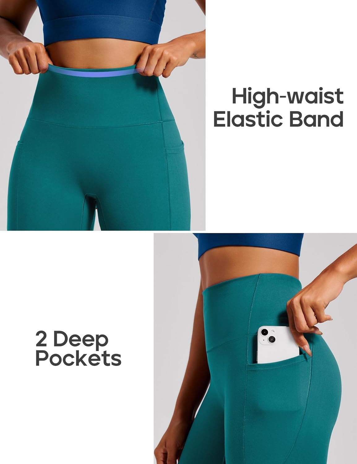 image:imageHeathyoga Scrunch Butt Lifting Leggings with Pockets for Women Tummy Control Compression Leggings No Front Seam Yoga PantsOcean Green