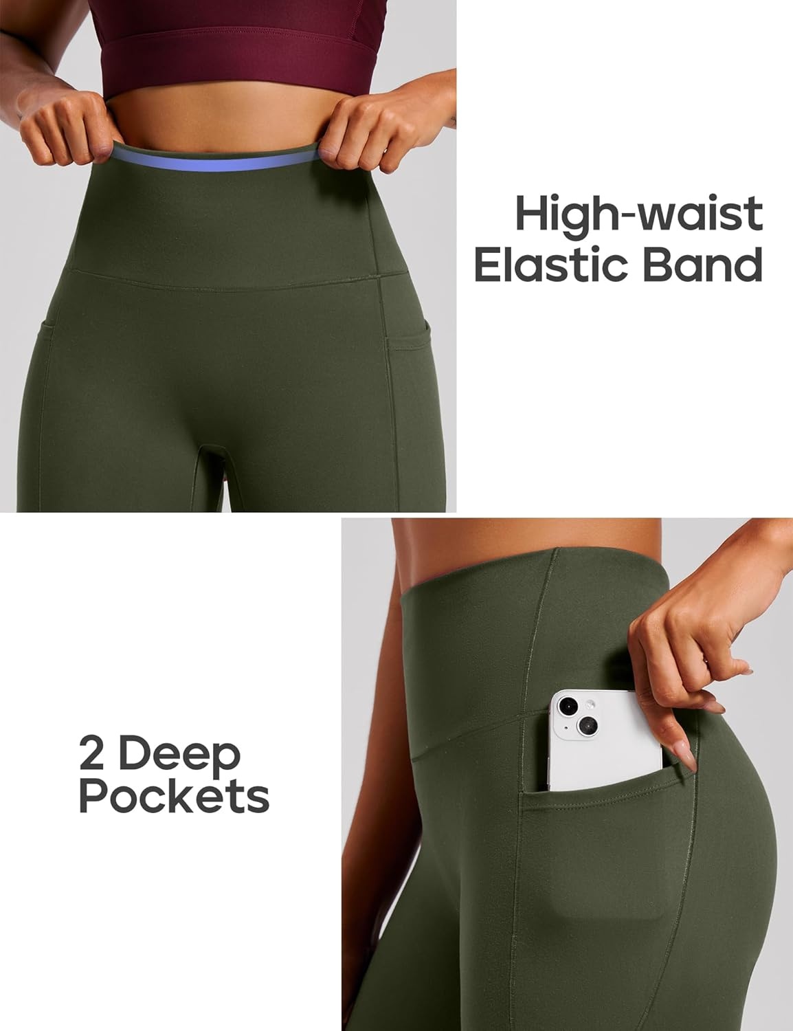 image:imageHeathyoga Scrunch Butt Lifting Leggings with Pockets for Women Tummy Control Compression Leggings No Front Seam Yoga PantsOlive Green