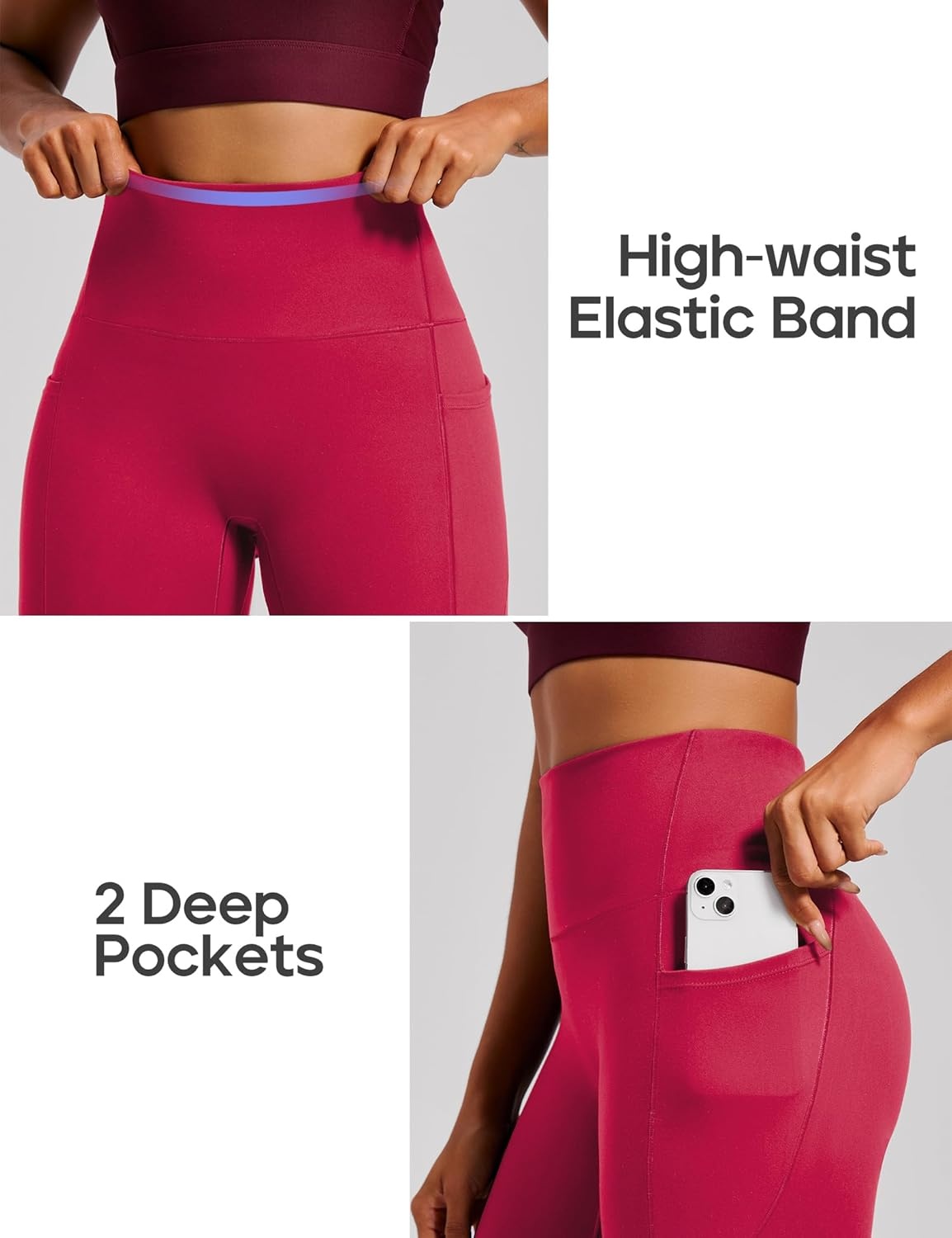 image:imageHeathyoga Scrunch Butt Lifting Leggings with Pockets for Women Tummy Control Compression Leggings No Front Seam Yoga PantsRuby Red