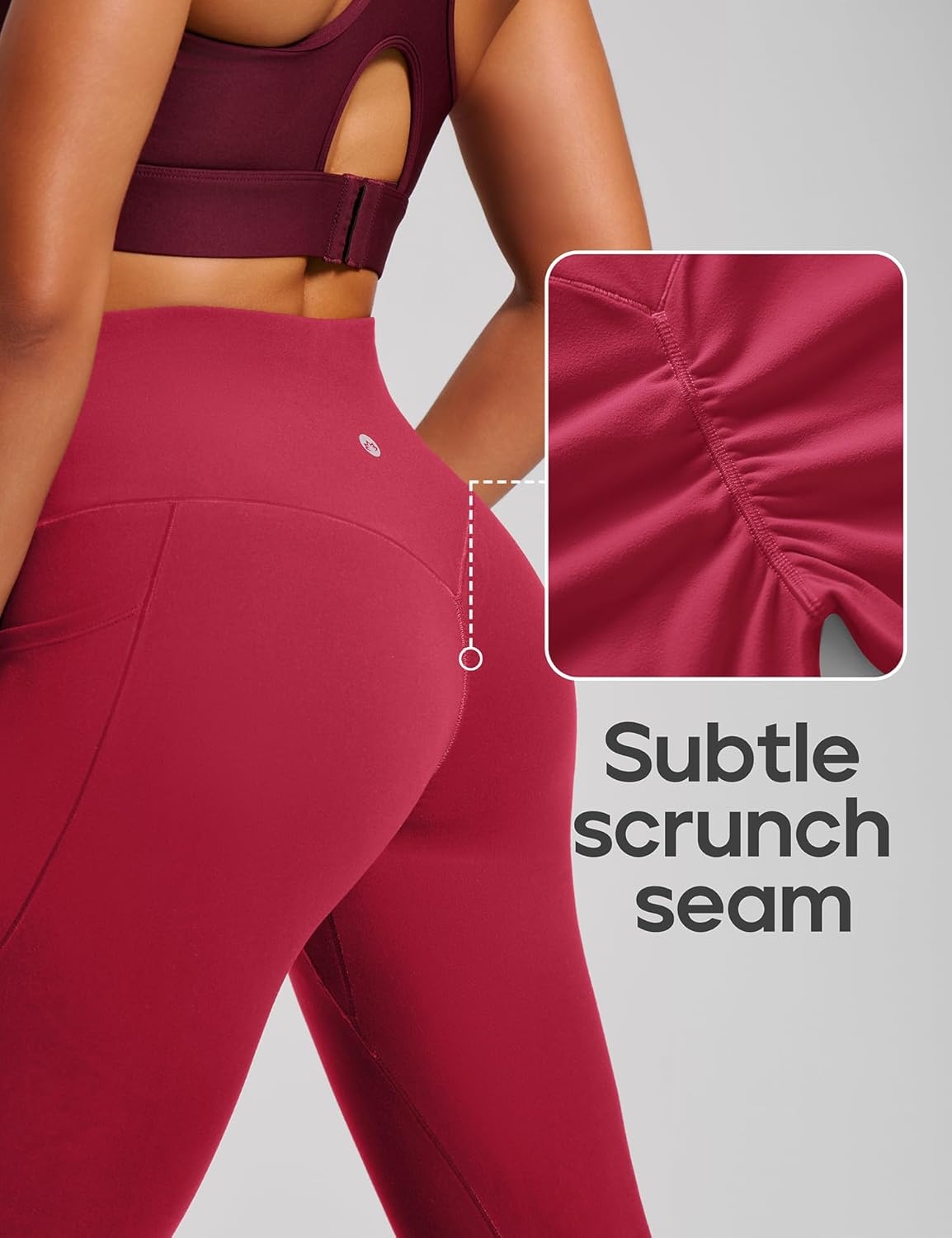 image:imageHeathyoga Scrunch Butt Lifting Leggings with Pockets for Women Tummy Control Compression Leggings No Front Seam Yoga PantsRuby Red