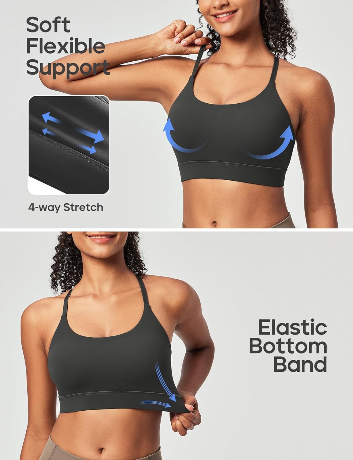 image:imageHeathyoga Sports Bras for Women Adjustable Strappy Sports Bra YBack Low Impact Racerback Workout Bra with Removable PadsBlack