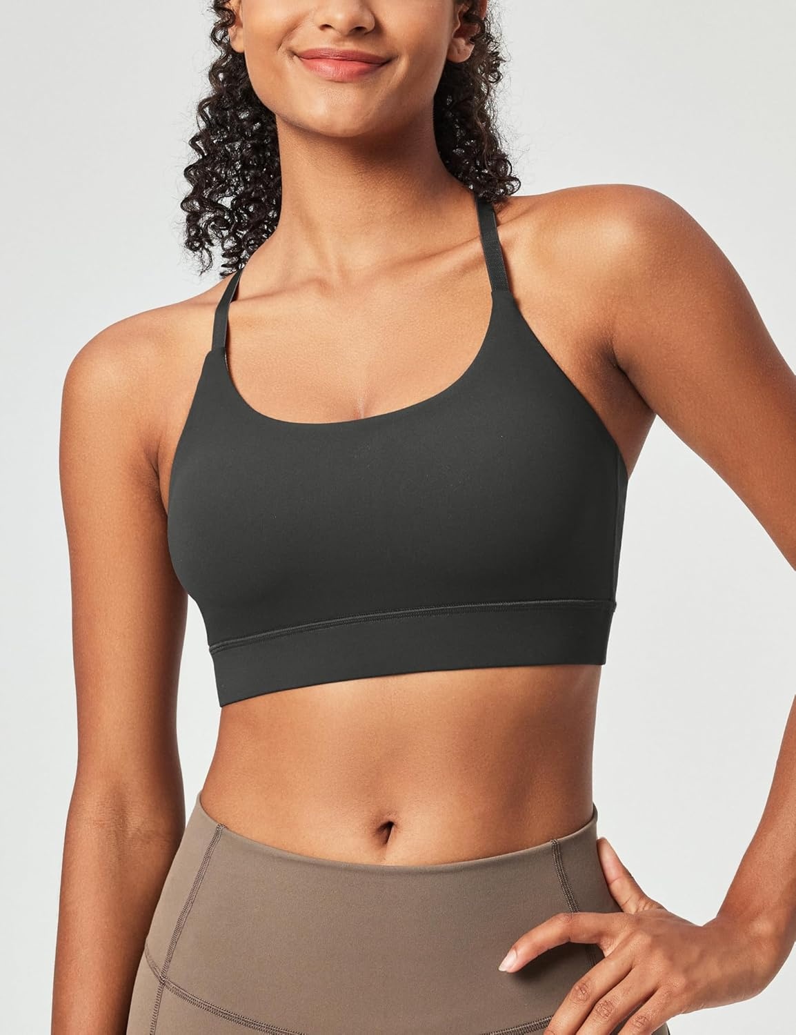 image:imageHeathyoga Sports Bras for Women Adjustable Strappy Sports Bra YBack Low Impact Racerback Workout Bra with Removable PadsBlack