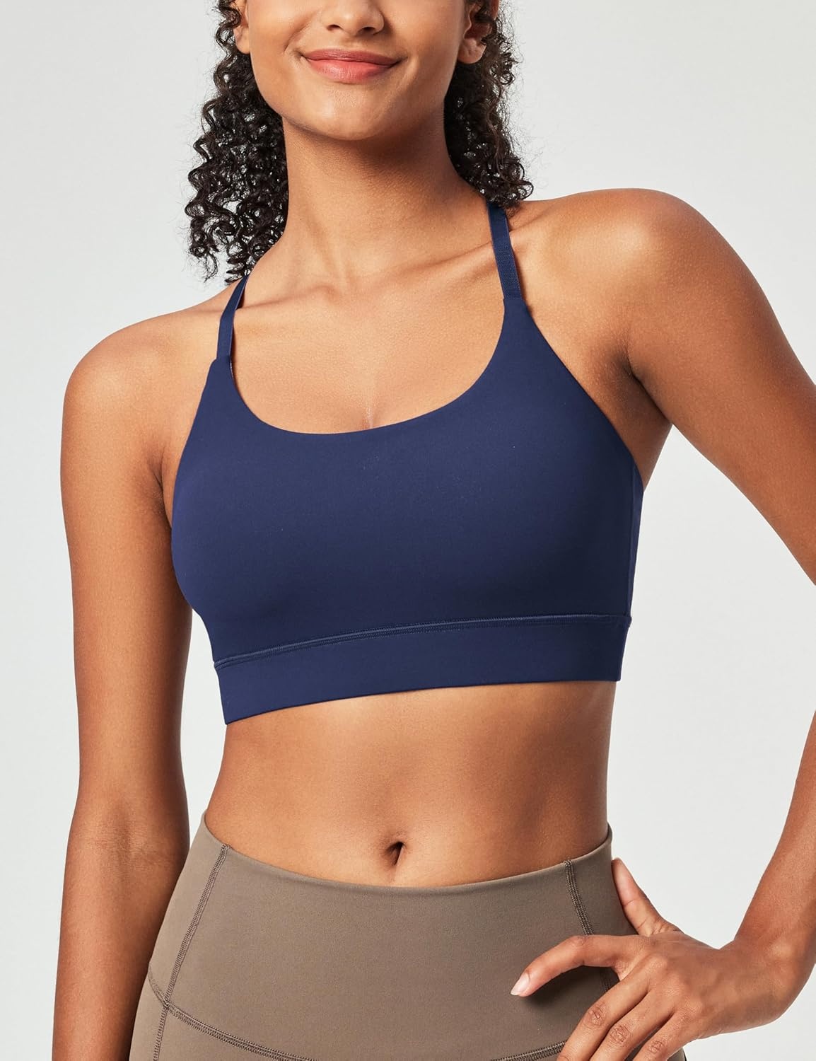 image:imageHeathyoga Sports Bras for Women Adjustable Strappy Sports Bra YBack Low Impact Racerback Workout Bra with Removable PadsNavy Blue