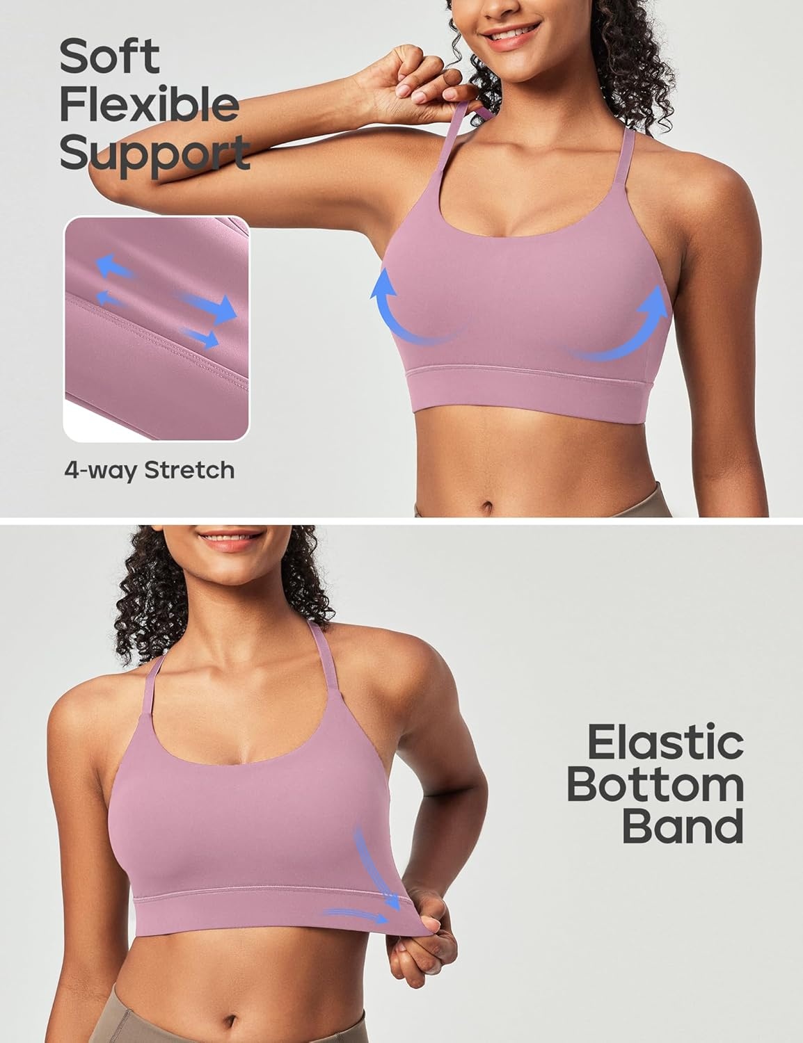 image:imageHeathyoga Sports Bras for Women Adjustable Strappy Sports Bra YBack Low Impact Racerback Workout Bra with Removable PadsPink