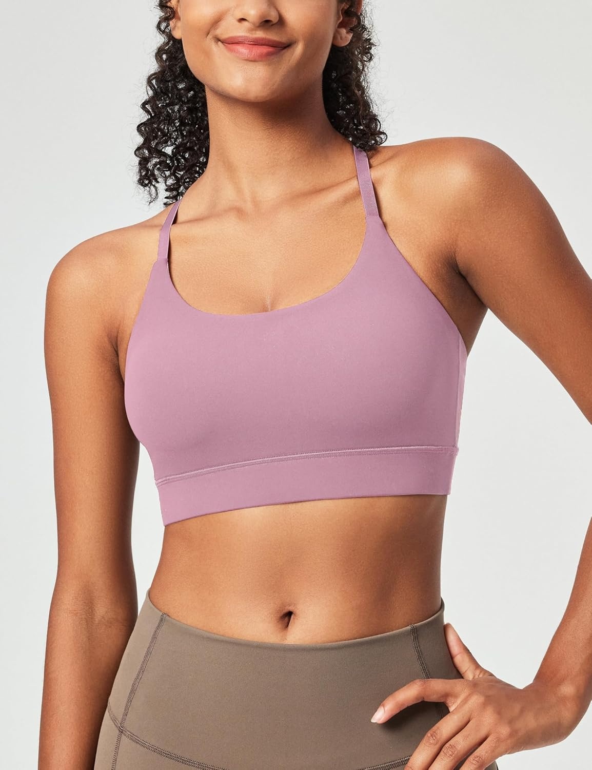 image:imageHeathyoga Sports Bras for Women Adjustable Strappy Sports Bra YBack Low Impact Racerback Workout Bra with Removable PadsPink
