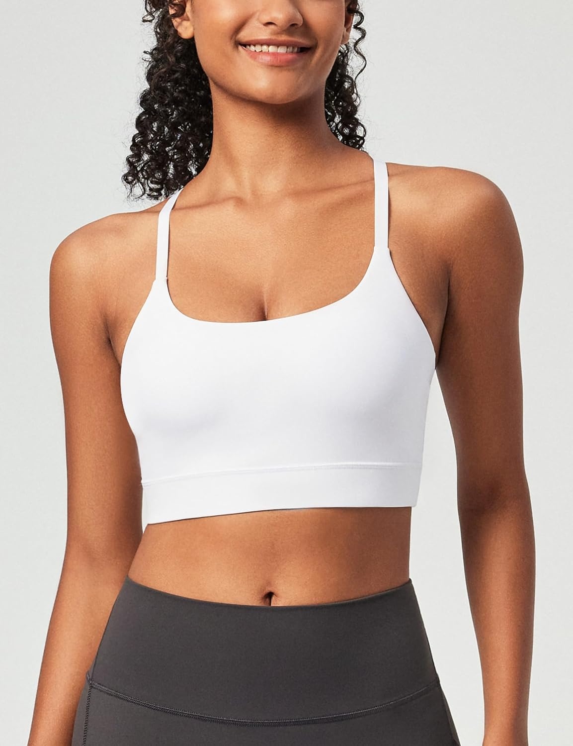image:imageHeathyoga Sports Bras for Women Adjustable Strappy Sports Bra YBack Low Impact Racerback Workout Bra with Removable PadsWhite