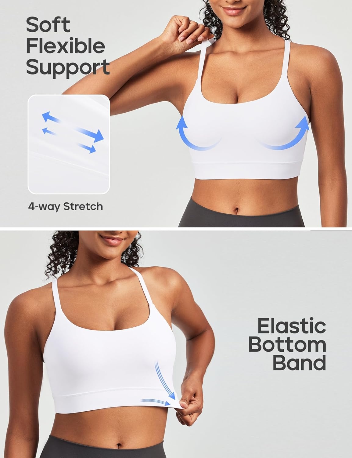 image:imageHeathyoga Sports Bras for Women Adjustable Strappy Sports Bra YBack Low Impact Racerback Workout Bra with Removable PadsWhite