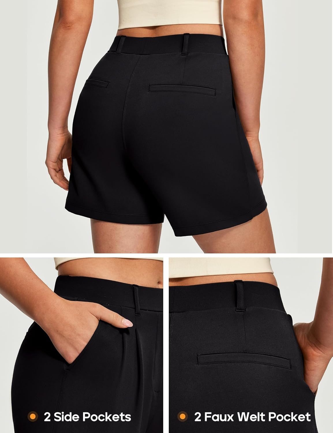 image:imageHeathyoga Stretchy Dress Shorts for Women Pull On Womens Shorts Dressy Casual High Waisted Summer Work Shorts Business CasualBlack